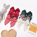 Vintage Plaid Bow Tail Hair Clip For Kids