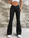 V-Waist Slimming Micro-Trumpet Slim-Fit Pants