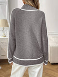 Semi-High-Neck Laid-Back Color-Blocking Sweater