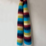 Women Striped Fringed Plaid Scarf