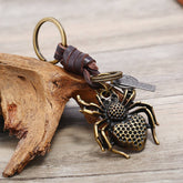Vintage Alloy Spider Cowhide Keychain_Cwmm4785
