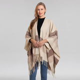 FRINGED CAPE FIXED TIE SHAWL FAUX CASHMERE SCARF_CWASC2160