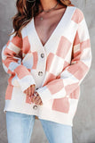 V-Neck Button-Up Long-Sleeved Cardigan