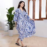 BLUE PORCELAIN PRINT BEACH COVER UP DRESS_CWMM6203