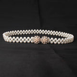 PEARL WOVEN ELASTIC BELT RHINESTONE ALLOY BUCKLES_CWABE0395