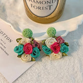 HANDMADE ROSE EARRINGS SPRING FLORAL COTTAGECORE_CWMM6169