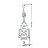 TEARDROP CZ TASSEL NAVEL RING BELLY PIERCING_CWMM9368
