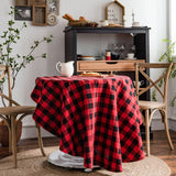 ROUND COTTON AND LINEN PLAID TABLECLOTH_CWMM0974
