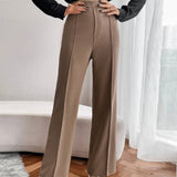 Solid Color Thick Drop High-Waisted Pants