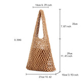 FASHION SOLID COLOR HOLLOW NET HAND WOVEN BAG_CWAB4691