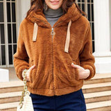 Womens Fleece Hooded Long-Sleeved Thermal Jacket