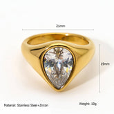 DESIGNER STEEL RING WITH ZIRCON IRREGULAR SHAPE_CWMM8935