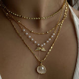 FASHION RETRO SEASIDE PEARL SHELL NECKLACE_CWMM3890