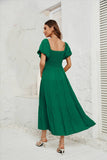Solid-Color High-Waisted Cinched Waist Dress