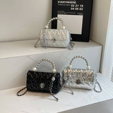 Laser Pearl Chain Diamond Single-Shoulder Bag