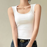BASIC COTTON CAMISOLE TANK TOPS WITH BUILT IN BRA_CWTTK0795