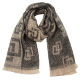 GREEK KEY JACQUARD SCARF FRINGE WINTER WRAP_CWASC0868