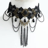 HALLOWEEN RETRO TASSEL CRYSTAL LACE SHORT NECKLACE_CWMM0166
