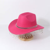 TASSEL TRIM WESTERN FEDORA COWBOY JAZZ HAT_CWAH3635