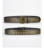Liuding Hollow Air Eye Punk Style Pu Belt