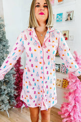 Stylish Single Breasted Christmas Tree Nightdress