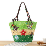 HAND EMBROIDERED STARFISH STRAW BAG_CWAB2017