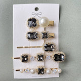 Vintage Crystal Glass Side Clip Hairpin Five-Piece Set