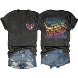 V-Neck And Fun Letters Elegant Womens T-Shirt