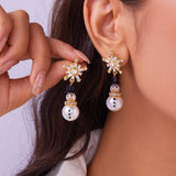 NEW CHRISTMAS DIAMOND SNOWFLAKE PEARL EARRINGS_CWAJE2385