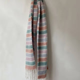 Women Striped Fringed Plaid Scarf