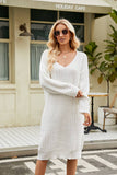 Solid Color Loose Long Slouchy Knit Bottom Pullover Dress