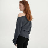 Solid Color Knit Slant Shoulder All-In-One Casual Top