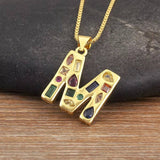 26 LETTERS COPPER ZIRCONIA PENDANT NECKLACE_CWMM5873