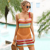 Patchwork Bikini Beach Dress Halter Blouse