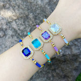 BOHEMIAN COLORED ZIRCON GEOMETRIC SQUARE BRACELET_CWAJE1041