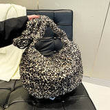 STYLISH LEOPARD QUILTED PUFFY CLOUD TOTE MINI BAG_CUAB00471