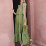 COTTON AND LINEN SLEEVELESS DRESS_CWDMD1544