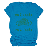Trendy Womens Short Sleeve Tee Eat Pasta Run