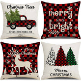 CHRISTMAS TREE RED AND BLACK PLAID PILLOWCASE_CWMM1409