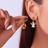 ASYMMETRIC OIL PAINTED CHRISTMAS EARRINGS_CWAJE2391