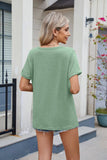 V-Neck Casual Solid Color Short-Sleeved T-Shirt