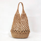 RETRO HOLLOW COTTON ROPE WOVEN BUCKET BAG_CWAB1969