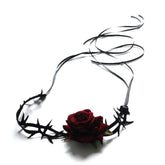 HALLOWEEN GOTH VAMPIRE ROSE NECKLACE_CWMM0119