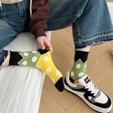 ALL SEASON PURE COTTON MID TUBE POLKA DOT SOCKS_CWMS0535