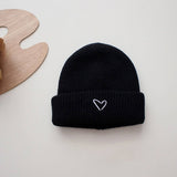 CHILDRENS STYLISH EMBROIDERED HEART KNITTED HAT_CWAH2934