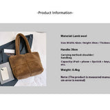 FLUFFY LAMB FUR TOTE BAG LARGE SHOULDER PURSE_CUAB00532
