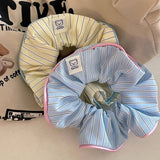 CREAM CONTRAST STRIPED HAIR TIE_CWAHA1077