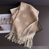 Elegant Camellia Cashmere Feel Tassel Scarf Wrap_Cwasc03244