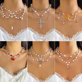 PEARL BEADED NECKLACE WITH PENDANT_CWAJE1157