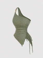 Womens Sexy One-Shoulder Fitted Tank Top